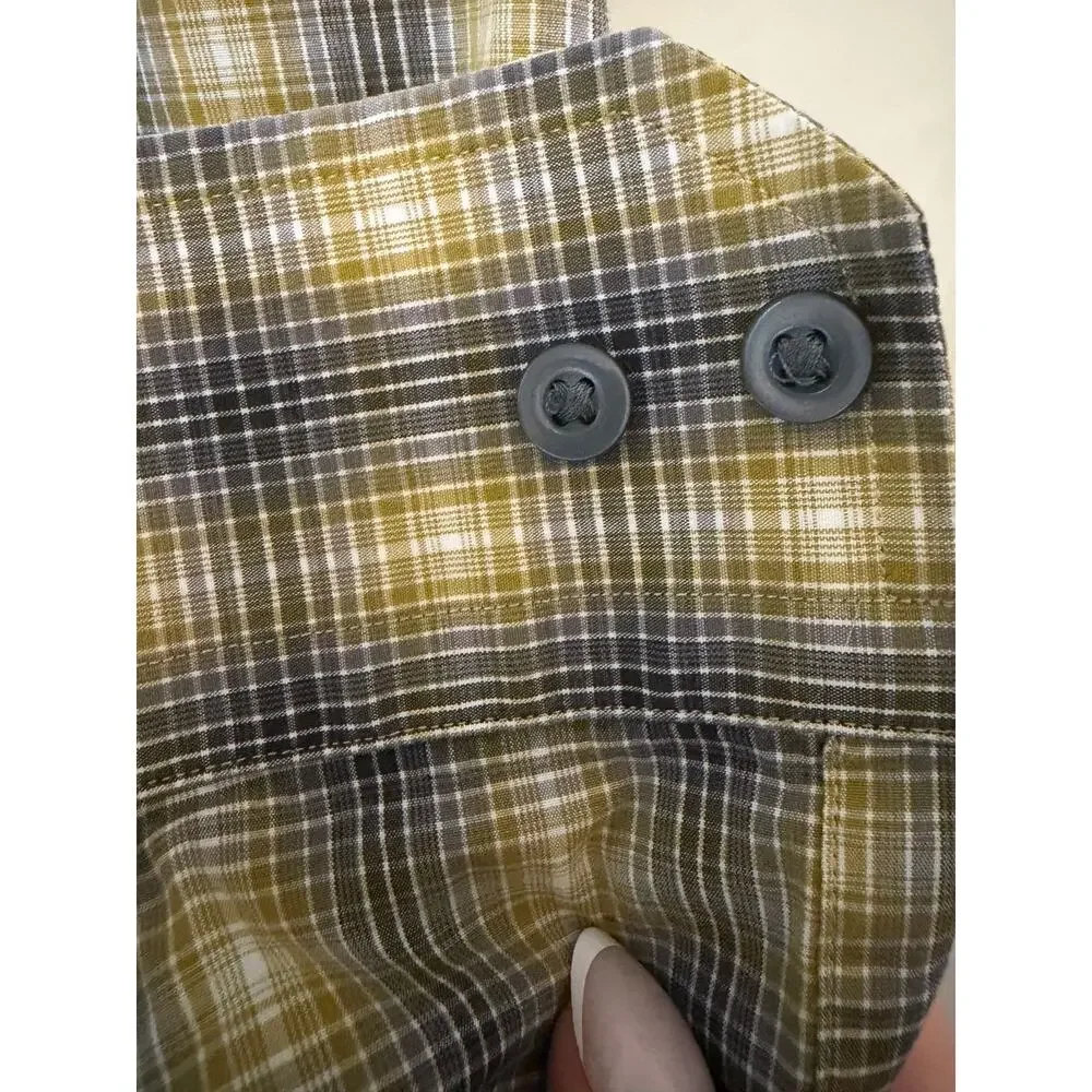 Banana Republic Mens XL Ombre Plaid Utility Shirt Slim Fit Epaulet